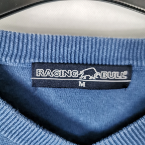 Mens RAGING BILL Jumper Size M Blue Thin Knit Smart Casual - Picture 6 of 7